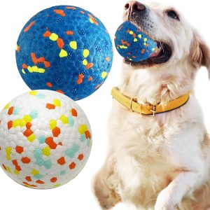 Petcare 2 Pack Dog Toy Balls Upgraded Indestructible Dog Tennis Ball Aggressive Chewers Dog Toys for Medium Large Dogs Interactive Durable Bouncy Dog Chew Balls Water Toy Fetch Balls